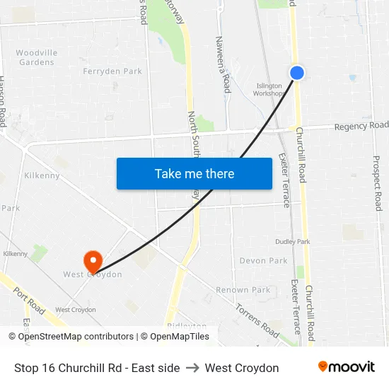 Stop 16 Churchill Rd - East side to West Croydon map