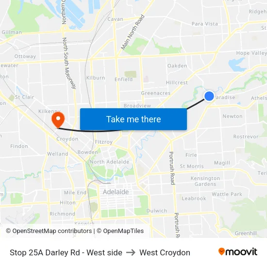 Stop 25A Darley Rd - West side to West Croydon map