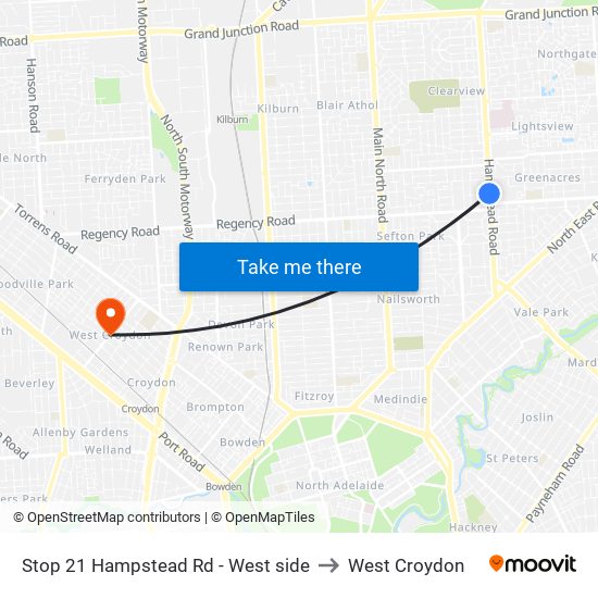 Stop 21 Hampstead Rd - West side to West Croydon map