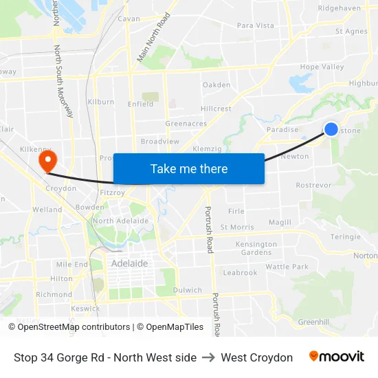 Stop 34 Gorge Rd - North West side to West Croydon map