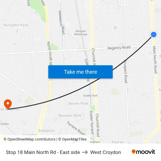 Stop 18 Main North Rd - East side to West Croydon map