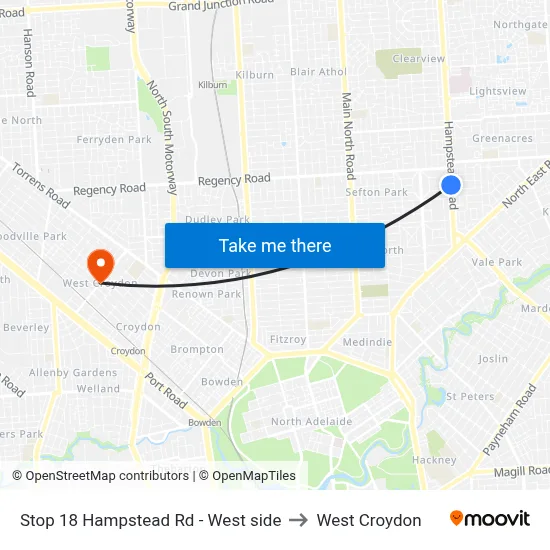 Stop 18 Hampstead Rd - West side to West Croydon map