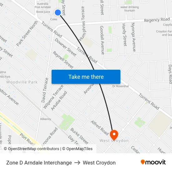 Zone D Arndale Interchange to West Croydon map