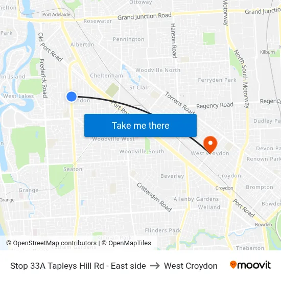 Stop 33A Tapleys Hill Rd - East side to West Croydon map