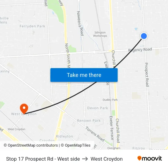 Stop 17 Prospect Rd - West side to West Croydon map