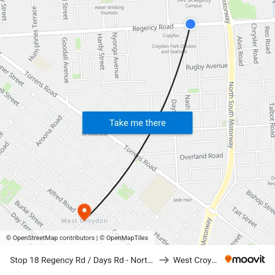 Stop 18 Regency Rd / Days Rd - North side to West Croydon map