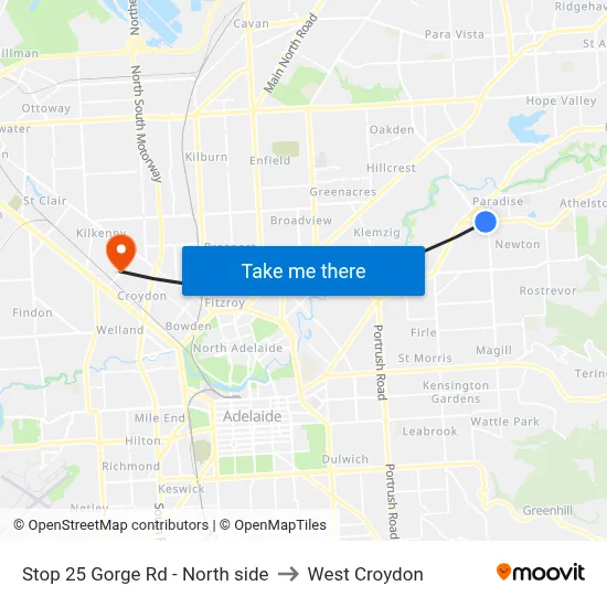 Stop 25 Gorge Rd - North side to West Croydon map