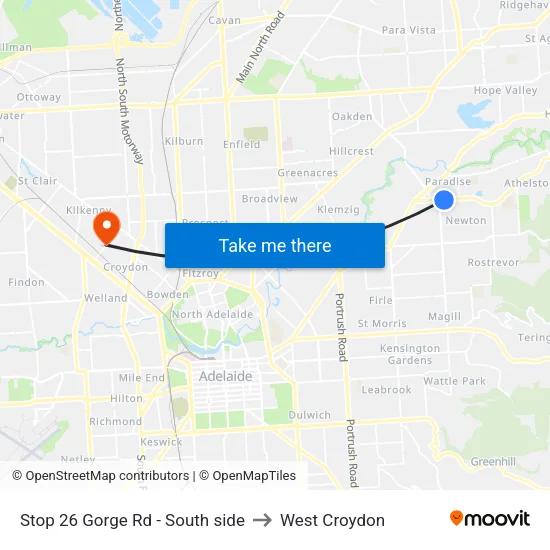 Stop 26 Gorge Rd - South side to West Croydon map