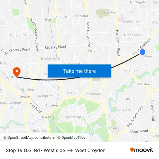 Stop 19 O.G. Rd - West side to West Croydon map