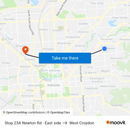 Stop 23A Newton Rd - East side to West Croydon map