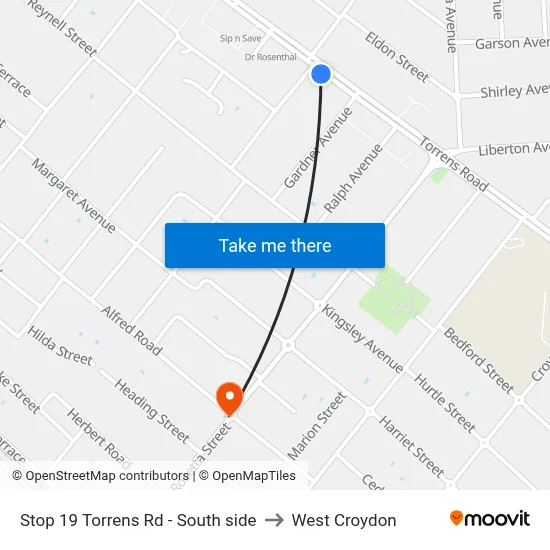 Stop 19 Torrens Rd - South side to West Croydon map