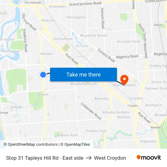 Stop 31 Tapleys Hill Rd - East side to West Croydon map