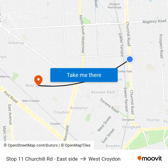 Stop 11 Churchill Rd - East side to West Croydon map