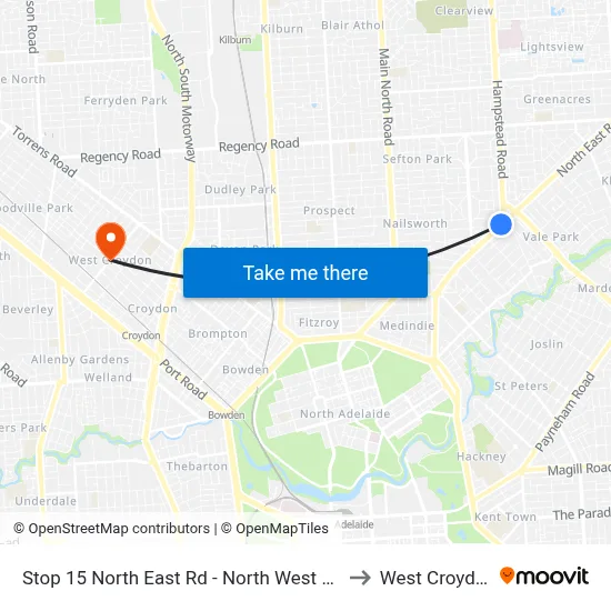 Stop 15 North East Rd - North West side to West Croydon map