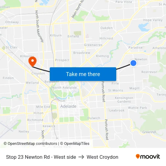Stop 23 Newton Rd - West side to West Croydon map