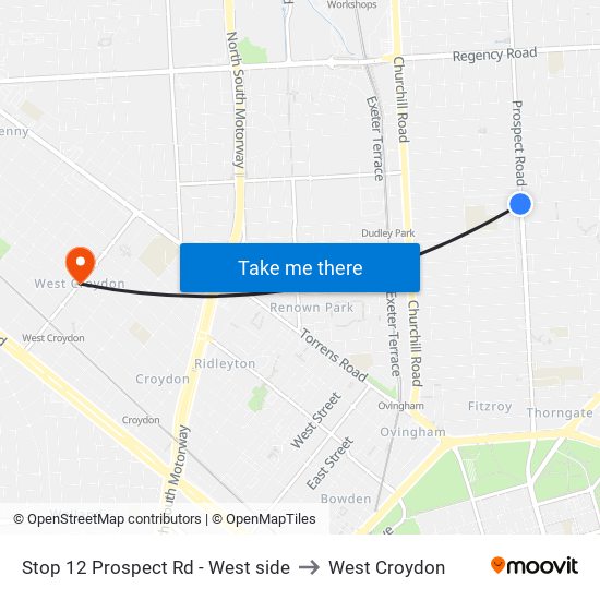 Stop 12 Prospect Rd - West side to West Croydon map