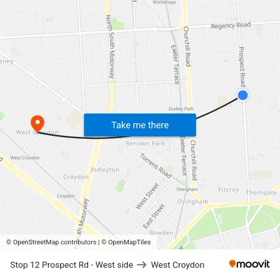 Stop 12 Prospect Rd - West side to West Croydon map