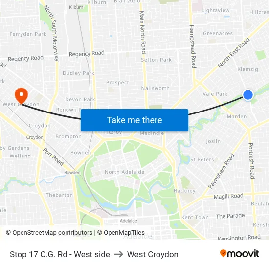 Stop 17 O.G. Rd - West side to West Croydon map