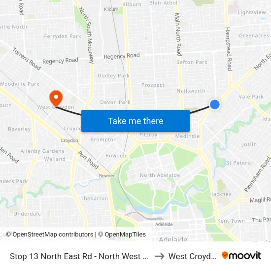 Stop 13 North East Rd - North West side to West Croydon map