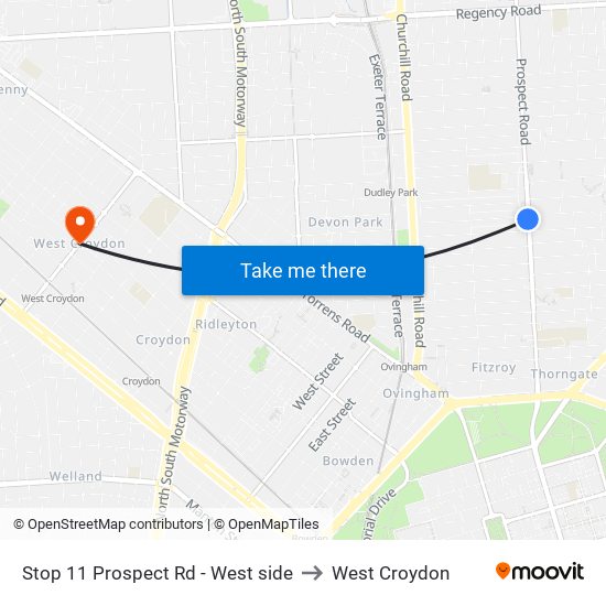 Stop 11 Prospect Rd - West side to West Croydon map