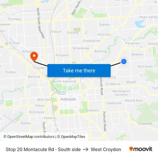 Stop 20 Montacute Rd - South side to West Croydon map