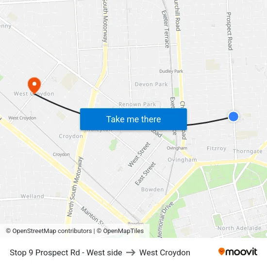 Stop 9 Prospect Rd - West side to West Croydon map