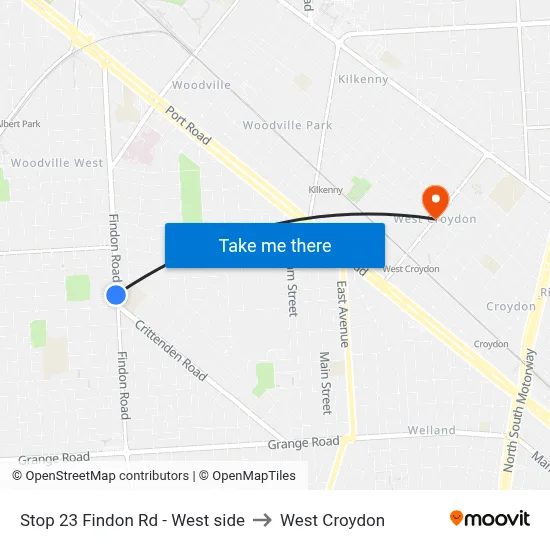 Stop 23 Findon Rd - West side to West Croydon map