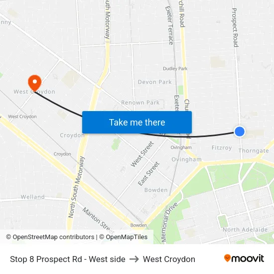 Stop 8 Prospect Rd - West side to West Croydon map