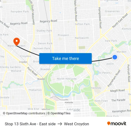 Stop 13 Sixth Ave - East side to West Croydon map