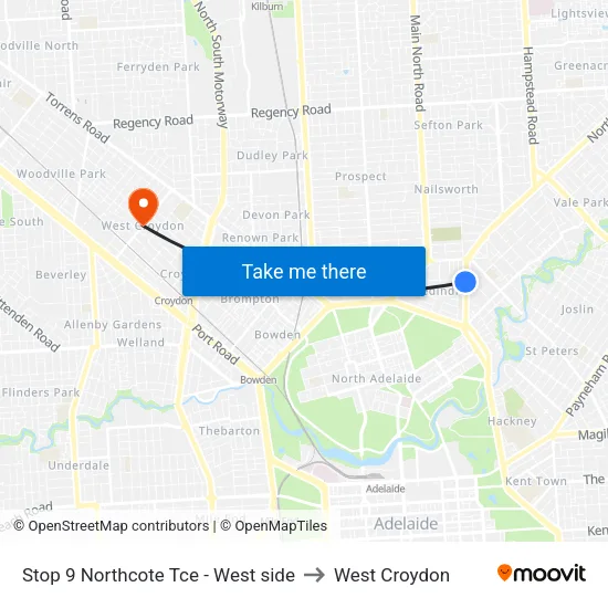 Stop 9 Northcote Tce - West side to West Croydon map