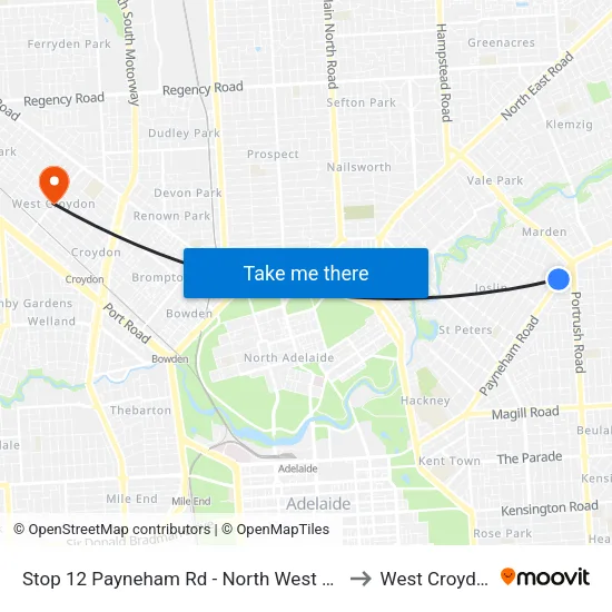 Stop 12 Payneham Rd - North West side to West Croydon map
