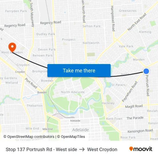 Stop 137 Portrush Rd - West side to West Croydon map
