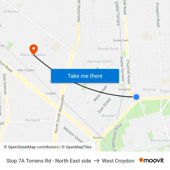 Stop 7A Torrens Rd - North East side to West Croydon map