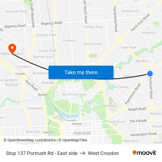 Stop 137 Portrush Rd - East side to West Croydon map