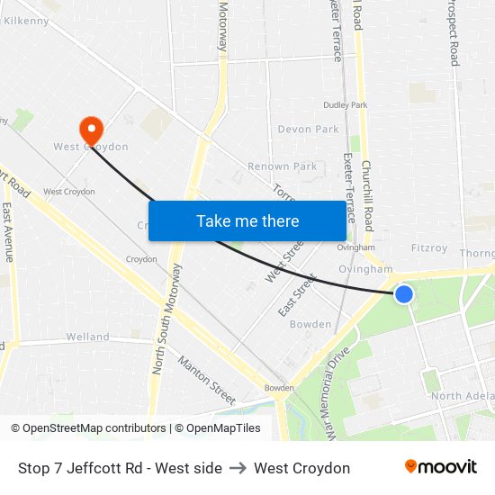 Stop 7 Jeffcott Rd - West side to West Croydon map