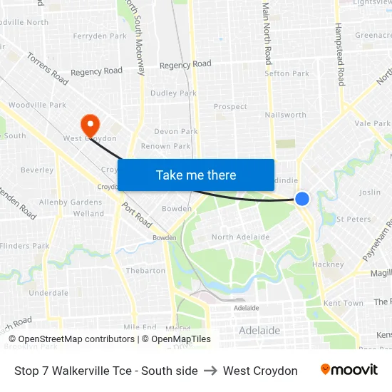 Stop 7 Walkerville Tce - South side to West Croydon map