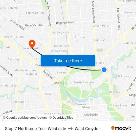 Stop 7 Northcote Tce - West side to West Croydon map