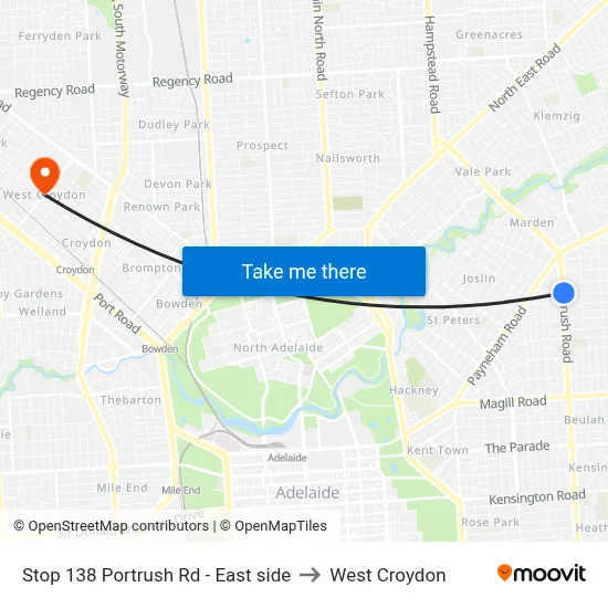 Stop 138 Portrush Rd - East side to West Croydon map