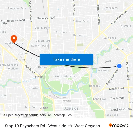 Stop 10 Payneham Rd - West side to West Croydon map