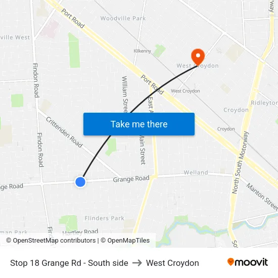 Stop 18 Grange Rd - South side to West Croydon map