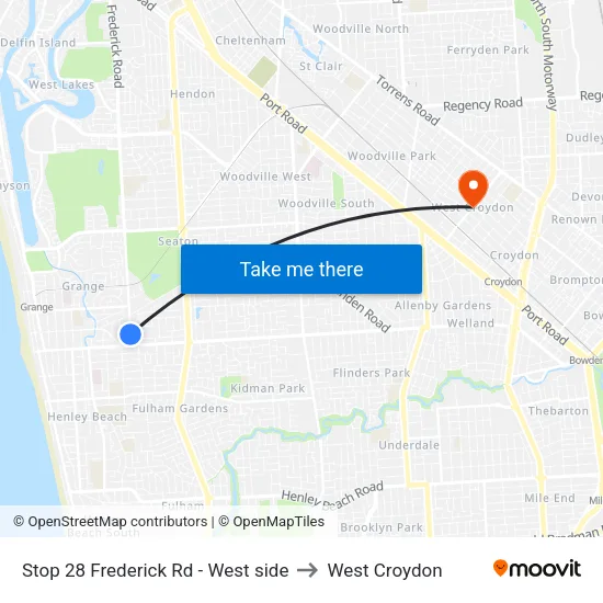 Stop 28 Frederick Rd - West side to West Croydon map