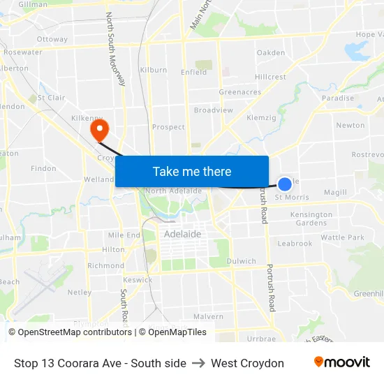 Stop 13 Coorara Ave - South side to West Croydon map
