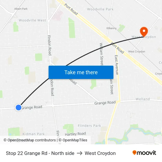 Stop 22 Grange Rd - North side to West Croydon map