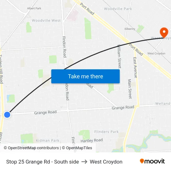 Stop 25 Grange Rd - South side to West Croydon map