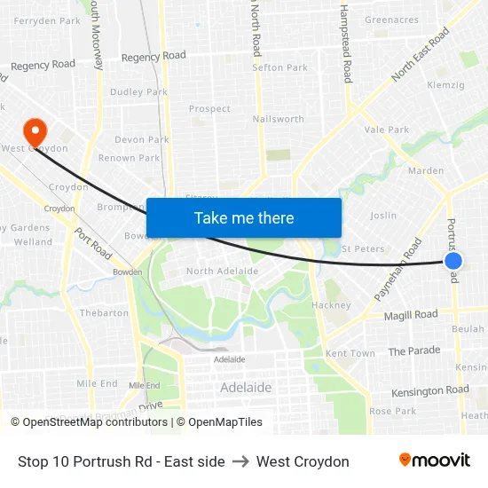 Stop 10 Portrush Rd - East side to West Croydon map