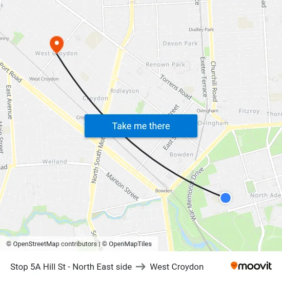 Stop 5A Hill St - North East side to West Croydon map