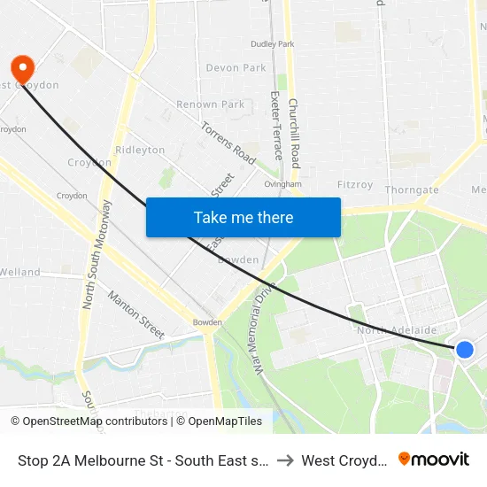Stop 2A Melbourne St - South East side to West Croydon map