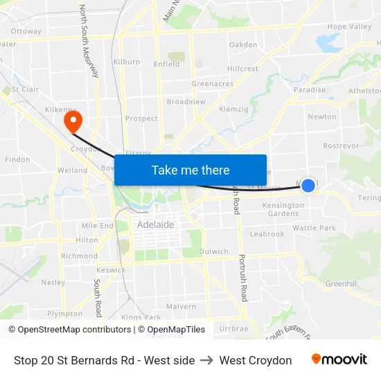 Stop 20 St Bernards Rd - West side to West Croydon map