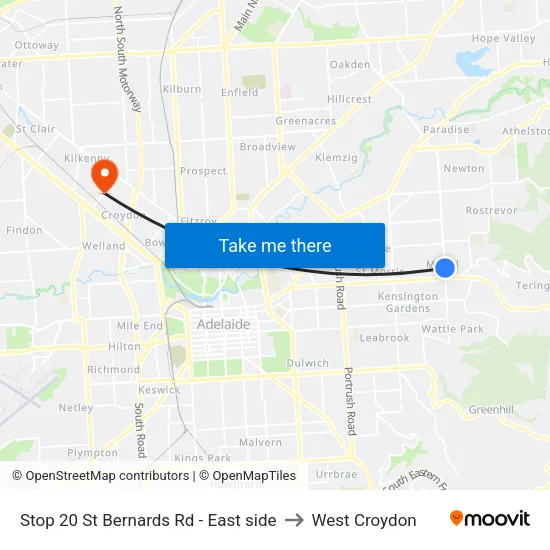 Stop 20 St Bernards Rd - East side to West Croydon map