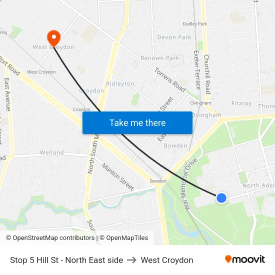 Stop 5 Hill St - North East side to West Croydon map